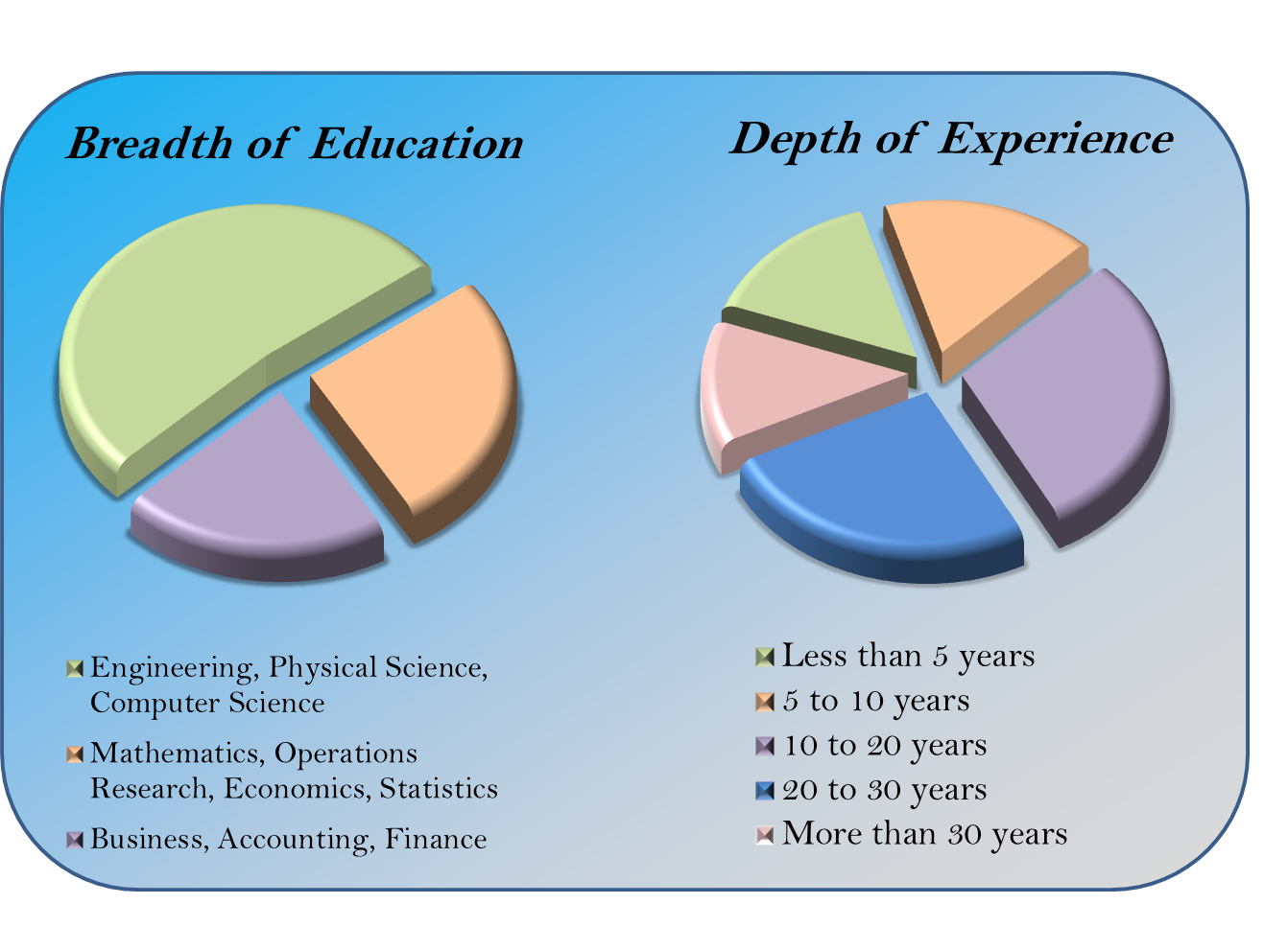 Experience Pie Charts